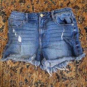 Cello Blue Distressed Jean Shorts